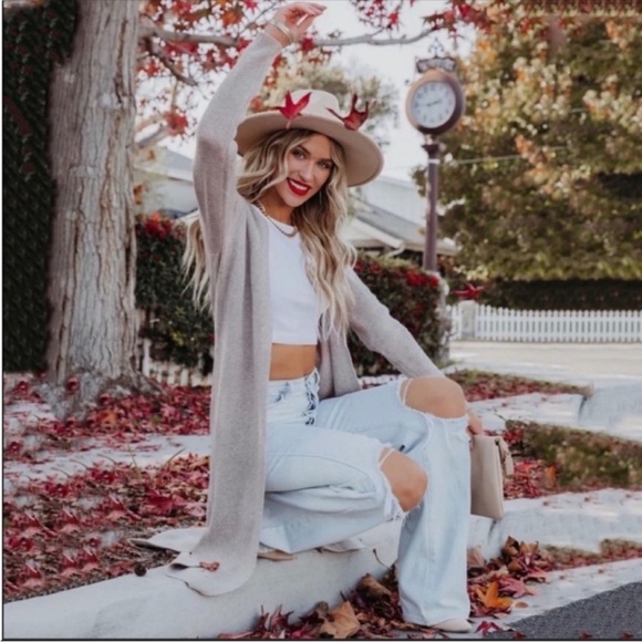 Vici Oatmeal Ribbed Duster Cardigan - Picture 1 of 4